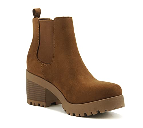 Image of Soda Top Shoes Jaber Ankle Boot W Lug Sole Elastic Gore and Chunky Heel