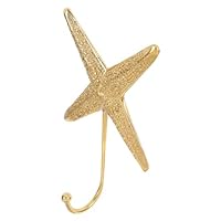 TEHAUX Multi-Coat Hooks for Bathroom Star Fish Shape Wall Mount Brass Decorative Hook Nautical Wall Decor