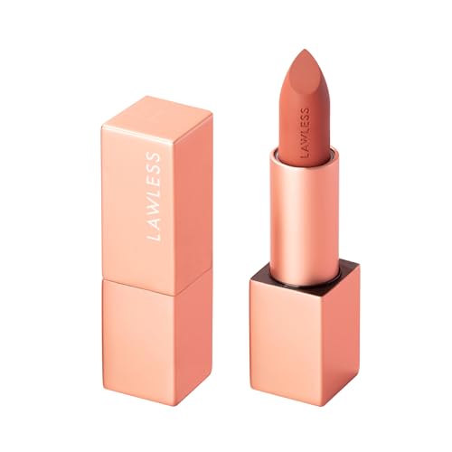 Lawless Women's Forget the Filler Lip-Plumping Line-Smoothing Satin Cream Lipstick, Cookie, Red, 0.1 Ounce