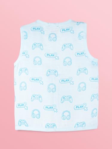 Image of Kidbea Bamboo Muslin Jhabla for Newborn Baby, V-Neck Sleeveless Button Jhabla Shirt, Soft Breathable Infant Kids Clothing for Summer Wear