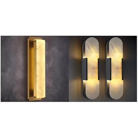 Sucelating Alabaster Wall Sconces Natural Marble Wall Sconces Set of Two Indoor Alabaster Sconces for Living Room Modern Alabaster Sconces Wall Lighting for Dining Room Stairs Bedroom Cover