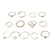 13 Stücke Gold Retro Stern Mond Ringe Set Für Frauen Mädchen Vintage Stapelbar Boho Fingerringe Legierung Strass Ringe Retro Geometrie Ring Schmuck Christ Ringe Damen (Gold, One Size)