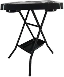 Mesa Mesinha Petisqueira Dobrável Portátil Bandeja Churrasco Praia Bar Bares Piscina Área de Lazer(Preto)