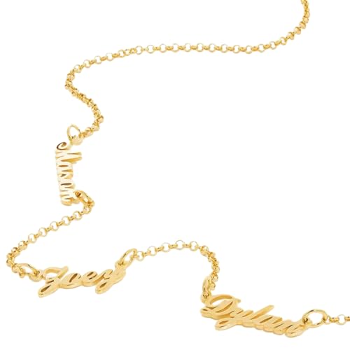 Personalized Heritage Multiple Name Necklace with Diamond Options - Up to 5 inscriptions - Dainty Gift for Her, Women - Custom Elegant Jewelry for Mother's Day - by MYKA