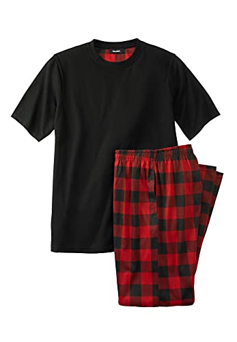 KingSize Men's Big & Tall Jersey Knit Plaid Pajama Set