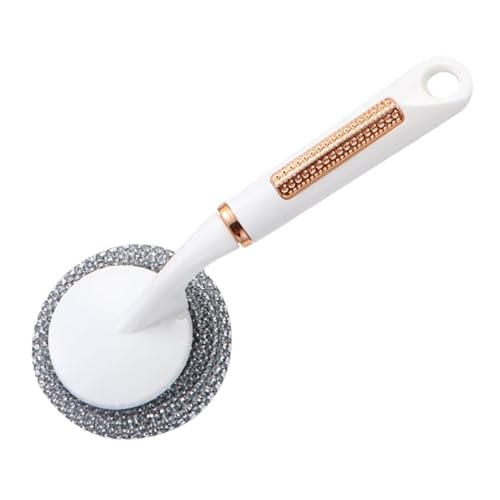 Cepillo de alambre de acero inoxidable para rascar | Cepillo de alambre de acero inoxidable | Cepillo de lana de acero inoxidable de mango largo para refrigeradores, fregaderos, encimeras