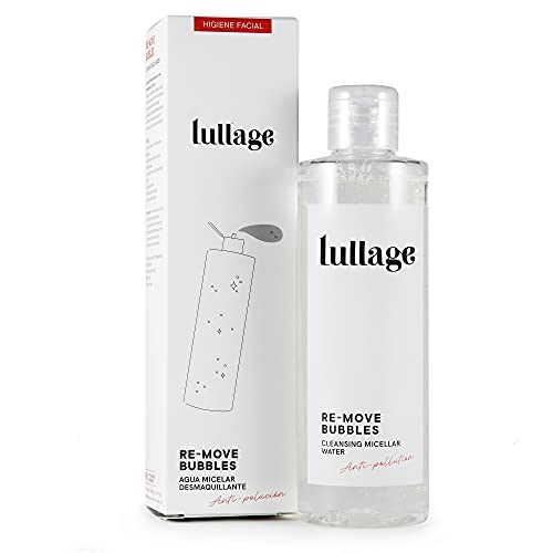 LULLAGE Agua Micelar Desmaquillante y Limpiadora Facial Piel Mixta - Grasa, 200 ml | Tratamiento VEGANO y Natural | Solución Micelar Purificante, Combate la Polución en la Piel, Re-move Bubbles Cover