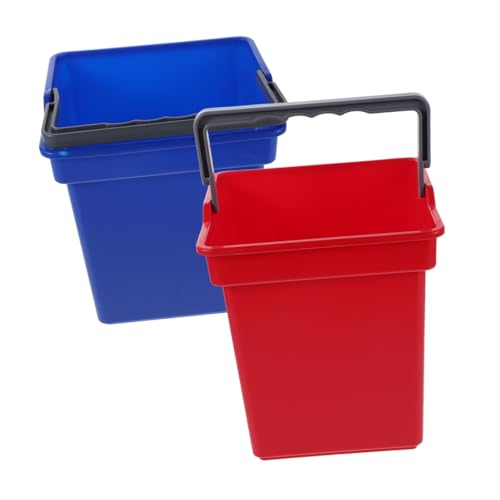 ELAYARD Cubos de Limpieza de Plástico Rojo y Cesta, 2 Piezas, 21,5 X 18,3 X 15,8 Cm, con Asa, Multifuncionales para Servicios de Limpieza del Hogar y Uso Comercial en Carritos