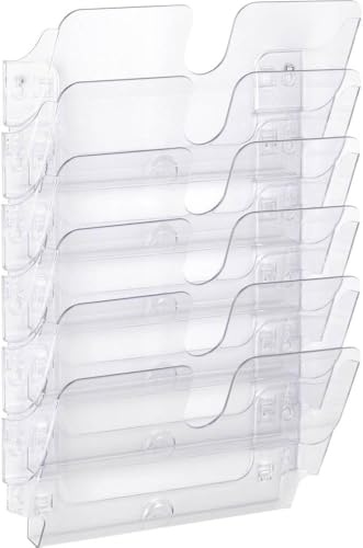 Durable FLEXIPLUS 6 A4 Landscape Literature Holder - Transparent - Easy to Install Wall Mounted Document Holder - Perfect for Flyers, Brochures, Etc.