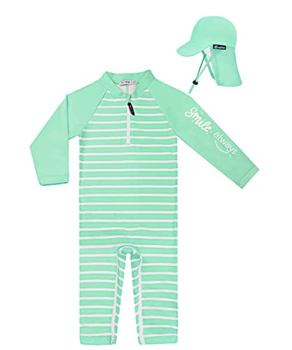 Image of weVSwe Newborn Baby Boy Swimsuit Toddler Rash Guard Long Sleeve UPF 50+ Sun Protection Swimwear with Sun Hat Set