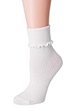 SRYL Women Ankle Socks Ruffle Turn-Cuff ,Lovely double needle solid color edge relent Girl socks...