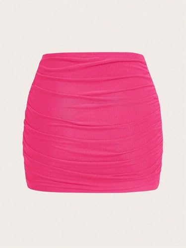Solid Color Ruffle Mesh Double Layer Hem Bodycon Mini Skirt 2025 Fashion Skirts for Women3