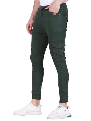 Image of Men's Cargo Pants with Pockets, Cotton Joggers, 6 Pocket Casual Trousers, Track Pants for Office and Parties, Comfortable