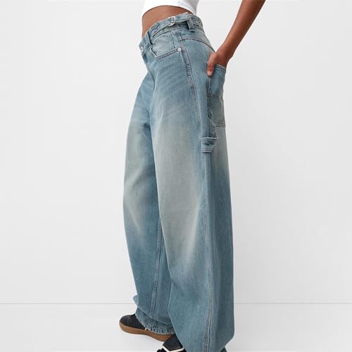 Women Wide Leg Denim Pants High Waist Vintage Distressed Jeans Trousers Streetwear2