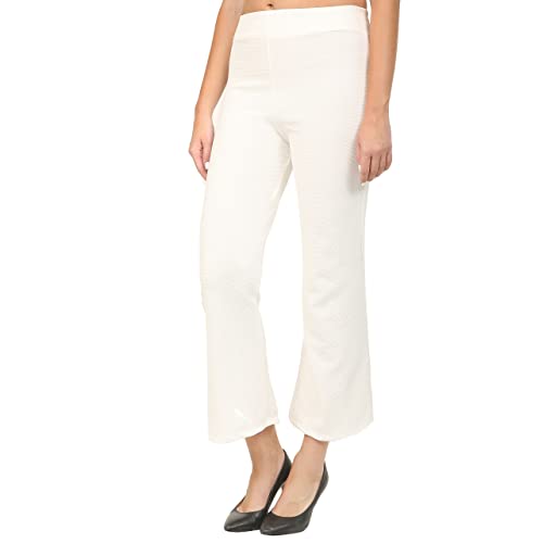 Image of Women's Viscose Rayon Straight Wide Leg Mid Waist Regular Fit Casual Trouser Pant