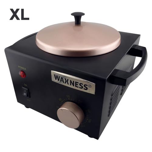 Image of Waxness Professional Wax Warmer WN-5001 XL Black Elite-Series, Metallic Body, Holds 1.5 lb (680 g) Hard Wax & Soft Wax Tins,150W, 2-Year Warranty