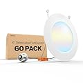Sunco 60 Pack 5CCT LED Recessed Lighting 6 Inch, 1200 LM High Brightness, Ultra Thin Flat Can Lights, 2700K/3000K/4000K/5000K/6000K Selectable, Dimmable, 15W, Retrofit Installation - UL Listed