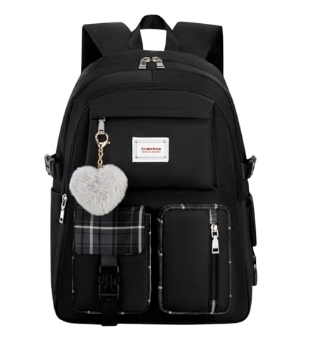 Acmebon Mädchen geräumig Mode Laptop Rucksack Casual täglichen Rucksack für Frauen Schwarz