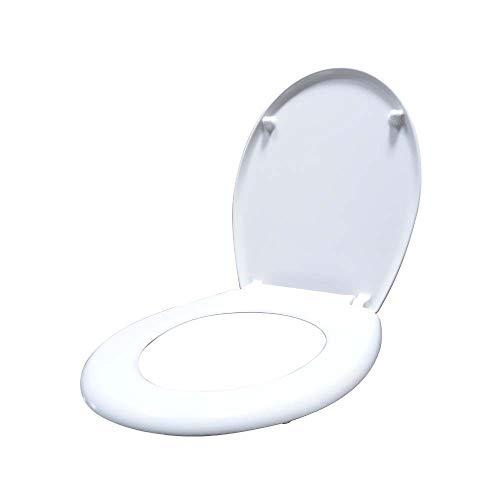 ACXIN Abattant de WC avec système d'abaissement automatique en Duroplast et acier inoxydable, antibactérien, facile à nettoyer, amovible (blanc) Cover
