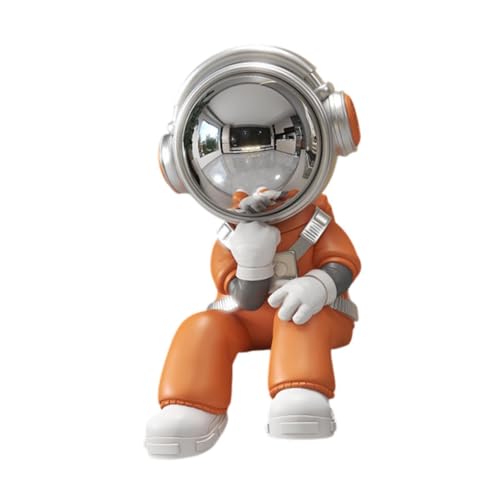 ALCXAZS 宇宙飛行士の置物 レン クリエイティブデスクトップオーナメント オフィス棚入口用 オレンジ, オレンジ, 14x10.5x19.5 cm