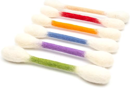 MOYEE Cotton Swabs Cat Toys with Catnip 6 Pk Giant Kitten Chew Sticks for Indoor Boredom Durable Dental Teething Ropes Big Interactive Felt Kitty Kicker Play Lover Gift AccessoriesColorful