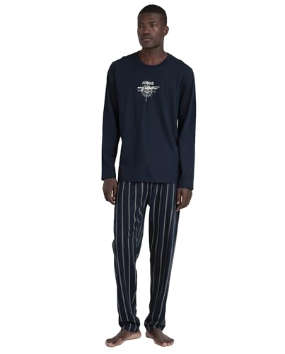 Pyjama ADMAS manches longues coton respirant Navy confort thermique