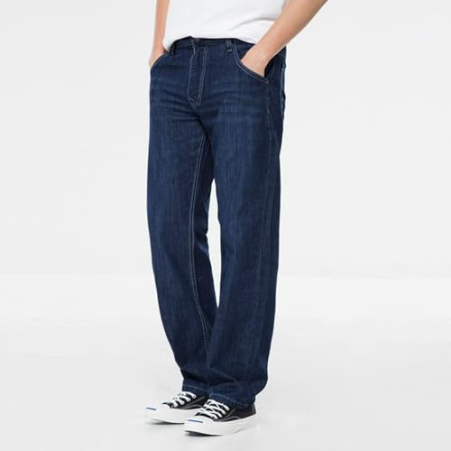 Jeans Pants Trouser Denim Large Size Fat Plus Trendy Thin Stretch Loose Business Commuter Straight Leg for Men4