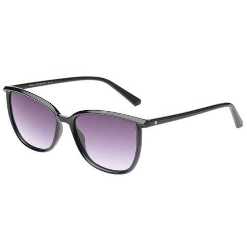 Image of French Connection|Black Full Frame Square Sunglasses|100% UV Protected (Uv 400) Grey Gradient Faded Lens|Men's & Women's|Large|FC 7632 C1 S