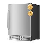 EORICE 180 Cans Outdoor Beverage Refrigerator Under Counter Built-in, 5.3Cu.ft Beverage Refrigerators with Stainless Door, 24 Inch Drink Refrigerator Beverage Fridge for Office Bedroom Garage