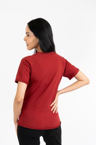 Image of Women French Terry Raglan Crew Neck | 100% Cotton Stylish Casual Comfortable Regular Fit Solid Half Sleeves Round Neck T-Shirt for Women