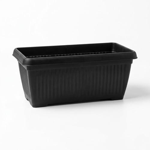 Image of Bello Rectangle 30cm Black Plastic Planter | Rectangular Flower Pot for Home & Garden (Pack of 3)