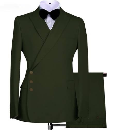 TSxuelian Men's Classic Fit 2 Piece Suit Set Side Buttons Casual Blazer Wedding Bussiness Suit
