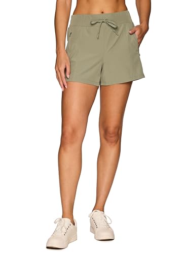 RBX Active Women's Fashion Walking Shorts Quick Drying Woven Workout Hiking Shorts with Zipper Pockets & Drawstring Waistband Sage Leaf M