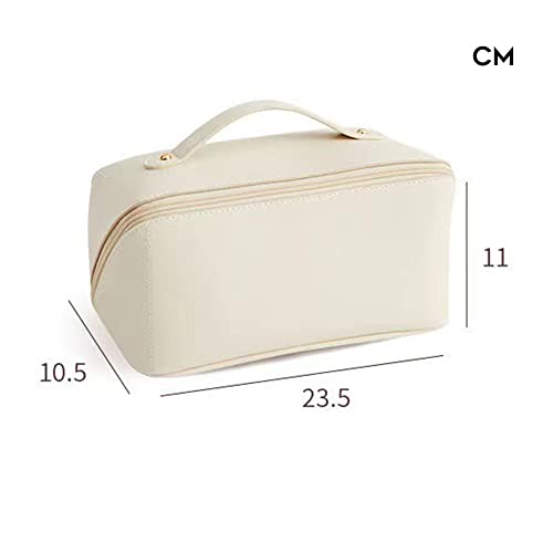 Openuye Bolsa de maquiagem para cosméticos, bolsa de couro PU portátil com zíper bolsa de maquiagem