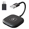 SWANPOW Ạpple Carplay Wireless Adapter 2023 Support Online Upgrade Plug & Play, Low Power Wireless Carplay Adapter Smartdongle 5.8GHz WiFi 5.0 Bluetooth for iPhone iOS