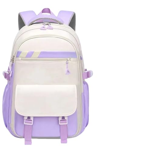 Mochila Escolar De Grande Capacidade Para Estudante Feminina lmpermeável (roxo claro)