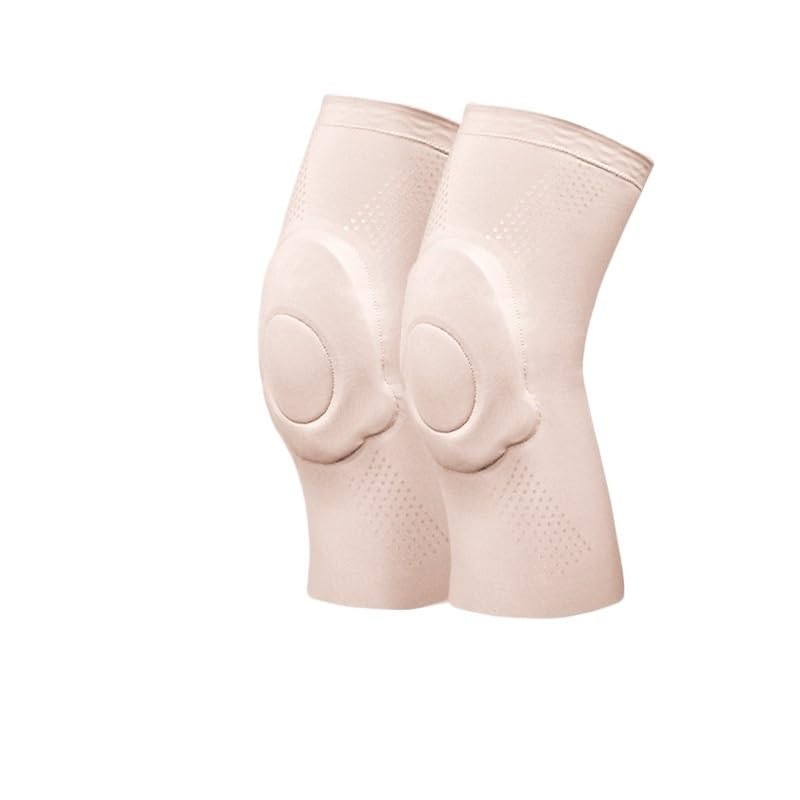 Exercise, protection Ultra-thin Knee Pads Silicone Kneeling Special Female Knee Sleeves Sports Thin for Fitness, cycling, running, playing football(Beige,Medium)