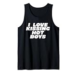 Funny I love Kissing Hot Boys Flirty Bold Gay Pride LGBTQ+ Tank Top