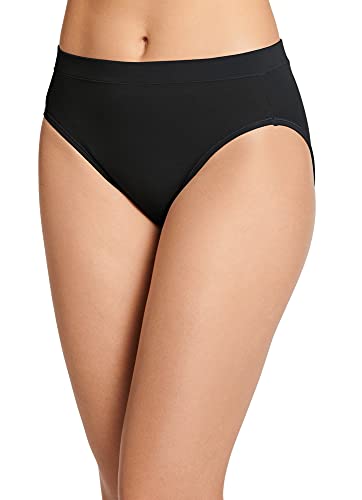 Jockey Women's Underwear Cotton Stretch Hi Cut, Black, 8