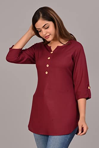 Image of Women's Rayon Straight Solid Casual Top /Kurta