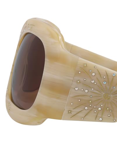 Gucci Shield/Wrap Sunglasses Beige Beige Brown Luxury Eyewear Made In Italy Acetate Frame Designer Fashion for Everyday Luxury4