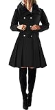 Womens Fashion Detachable Faux Fur Lapel Double-Breasted A Line Wool Trench Pea Coat Jacket with Bel