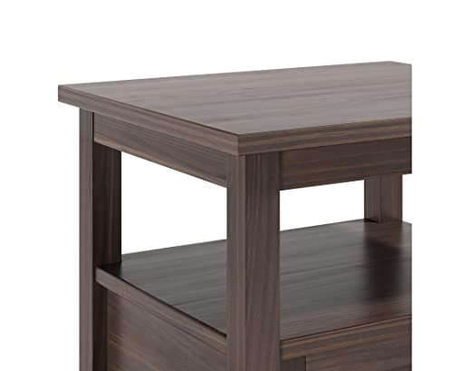 Simplihome Warm Shaker Solid Wood 20 Inch Wide Rectangle End Table In Warm Walnut Brown With Storage, 1 Drawer, 1 Shelf, For The Living Room And Bedroom #TOP5