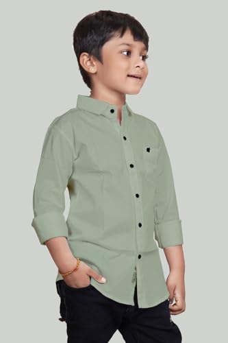 Image of Boys Solid Casual Shirt in Cotton Fabric