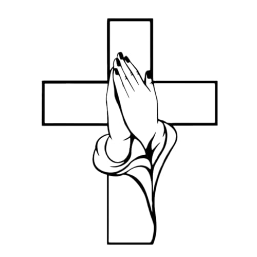 Generico Spiritual Home Decor Cross with Praying Hands,Elegant Metal Christian Heart and Cross Wall Art,Vintage Christian Cross Themed Wall Sticker,for Living Room,Patio,Office Farmhouse Decor
