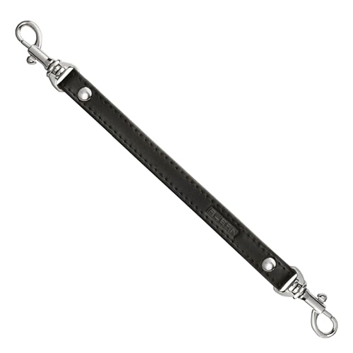 Alban Leather 2-Clip Strap for Wallet Clutch Wristlet Purse Keys Keychain for Women and Men (Black-Silver Standard)
