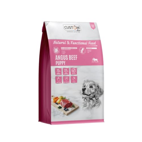 Custom Diet - Pienso Cachorro Angus Beef Puppy 10 kg – Pienso Completo Alto en Proteína de Ternera Angus, DHA y Vitaminas, Salud Digestiva y Crecimiento Óptimo