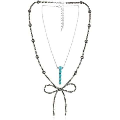 HaHaGirl Pearl Bow Strand Necklaces Western Jewelry for Women Turquoise Necklaces(NK28035) Cover