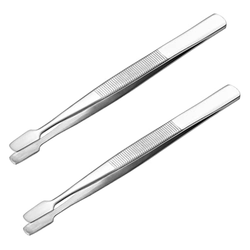 SUPVOX 2pcs Stamp Tweezers Philately Stamps Collector Tools (Silver)