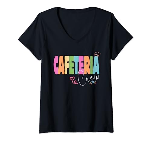Mujer Cafetería Crew Cute Pastel Back To School Lunch Lady Squad Camiseta Cuello V